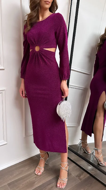 Britta Mauve Cut Out Midi Dress