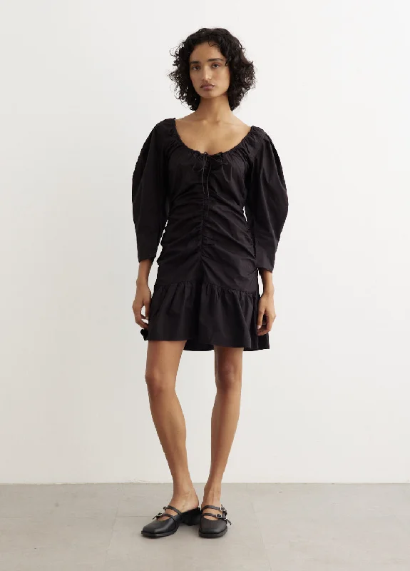 Gathered U-Neck Mini Dress