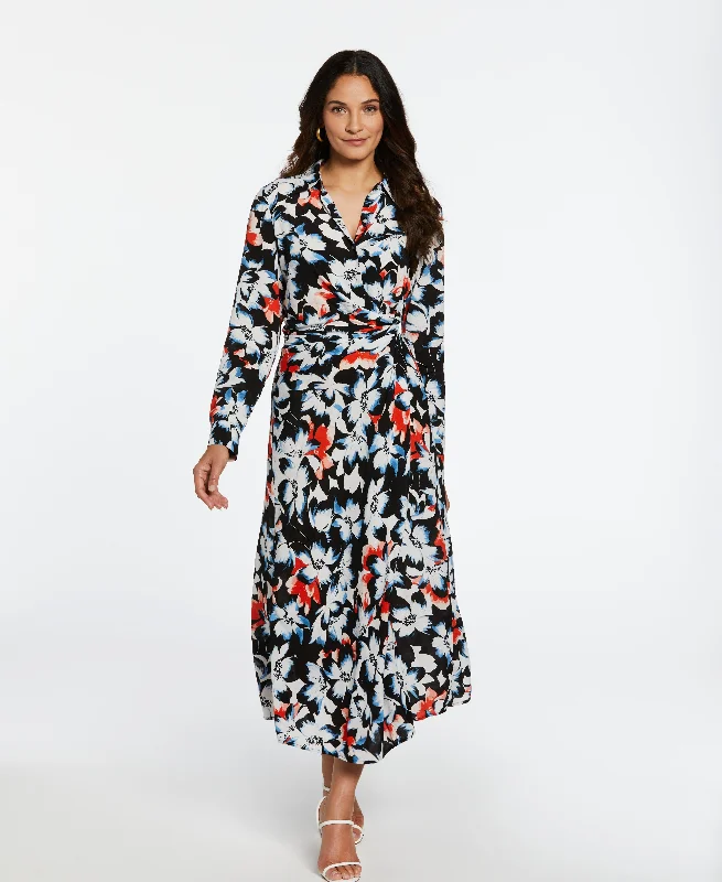 Eco Fabric Gathered Popover Midi Dress