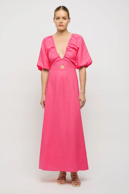 Thea Linen Balloon Sleeve Dress