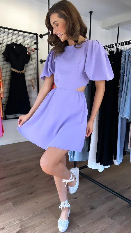 Theodora Lilac Cut-Out Detail Mini Dress