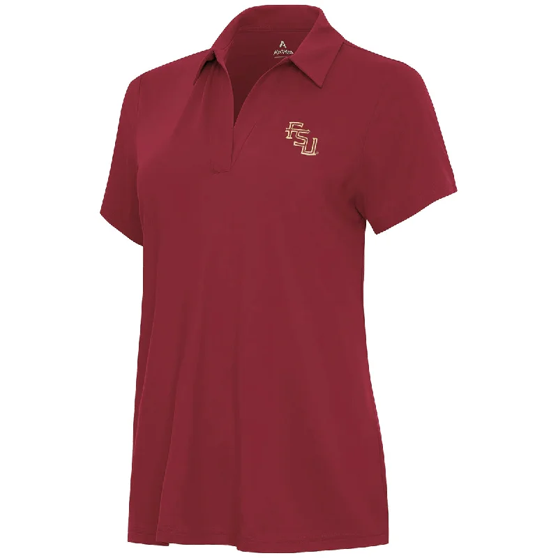 Antigua Women's Stacked FSU V-neck Polo - Garnet