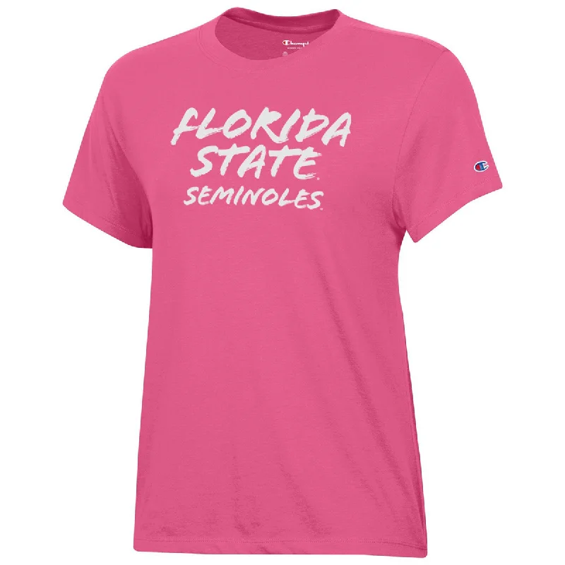 Champion Women's Florida State Seminoles Short Sleeve T-shirt - Pink