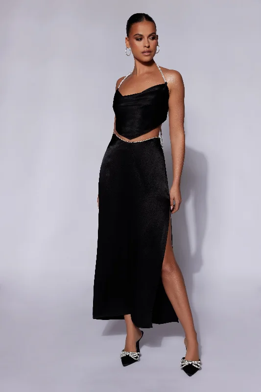 Christie Diamante Rope Maxi Skirt - Black