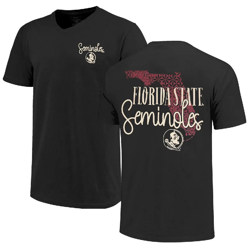 Image One Florida State Seminoles/State of Florida Design Short Sleeve V-neck T-shirt - Black