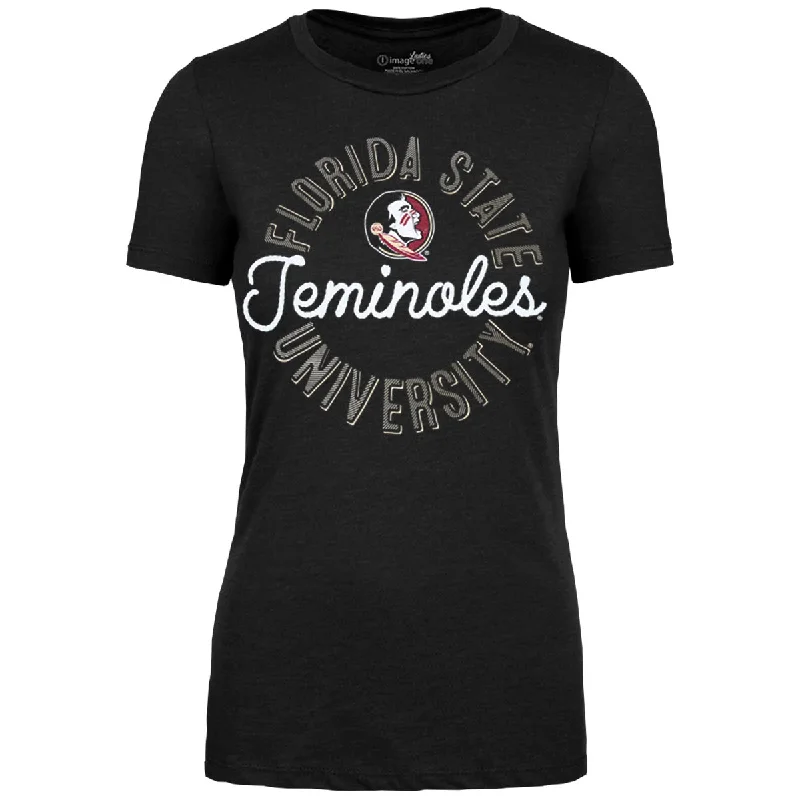 Image One Women's Florida State University Seminoles/Seminole Logo Short Sleeve T-shirt - Black