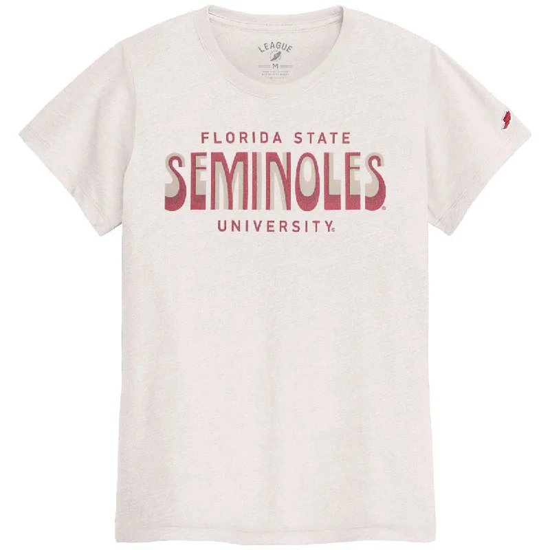 League Women's Florida State University Seminoles Design Short Sleeve Relaxed Fit T-shirt - Canvas