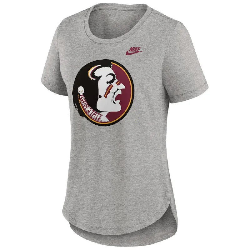 Nike Women's Vault Seminole Logo Short Sleeve Legacy Tri-blend T-shirt - Dark Grey Heather