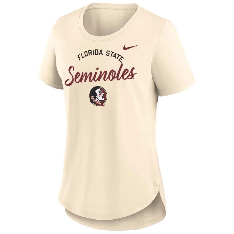 Nike Women's Florida State Seminoles/Seminole Logo Short Sleeve Tri-blend T-shirt - Natural