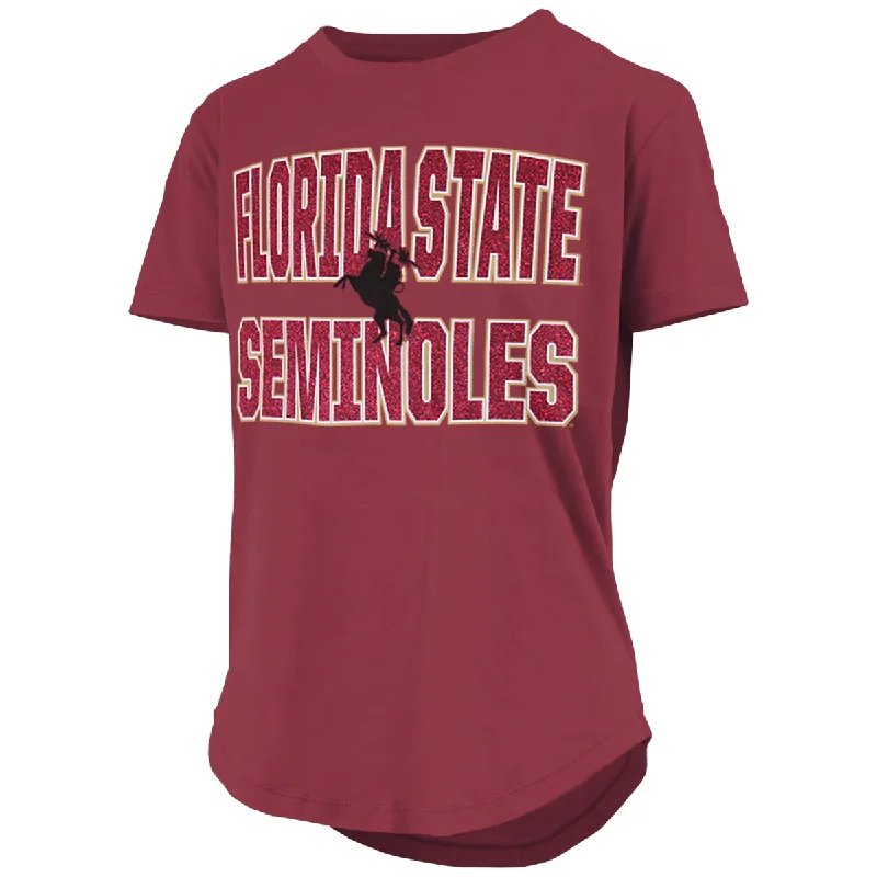 Pressbox Women's Florida State Seminoles Unconquered Silhouette Design Short Sleeve T-shirt - Garnet