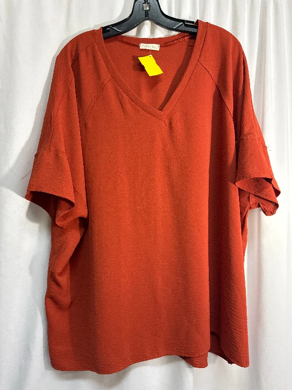 Top Short Sleeve By Cotton Bleu In Orange, Size: Xl