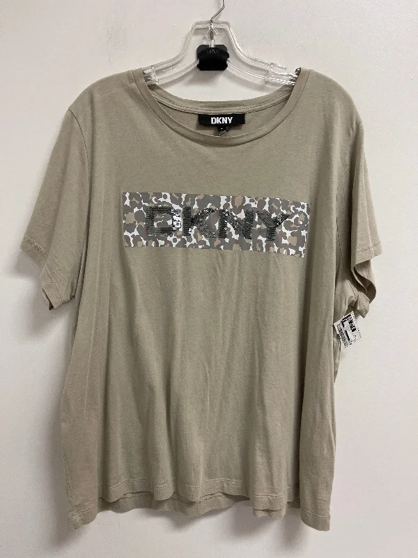 Top Short Sleeve By Dkny In Tan, Size: 1x