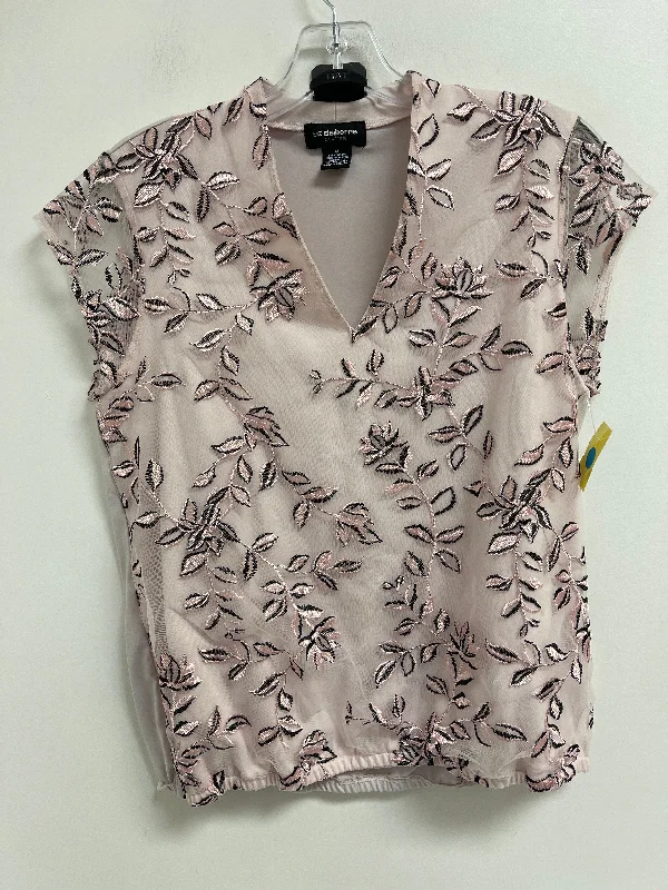 Top Short Sleeve By Liz Claiborne In Black & Pink, Size: M