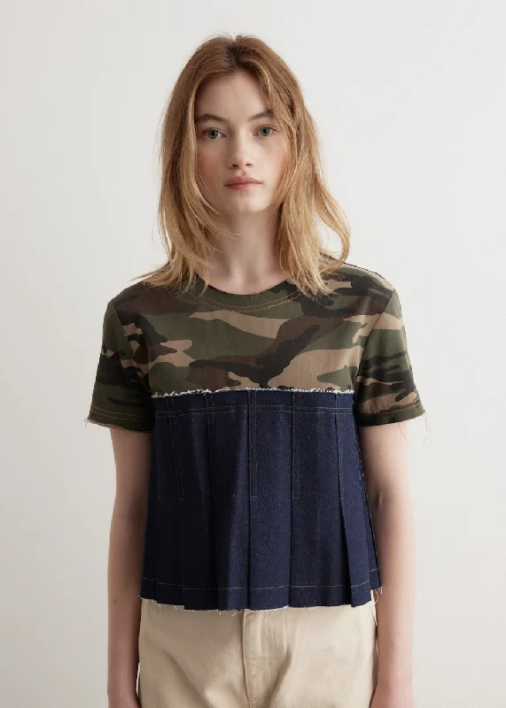 Camouflage Pleats Denim Top