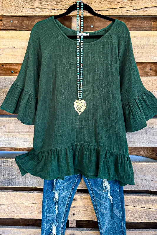 As Far As You Know Top - Forest Green - 100% COTTON