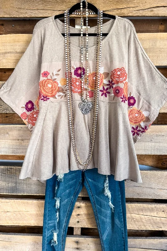 Blooming Harvest OVERSIZED Top - Mocha