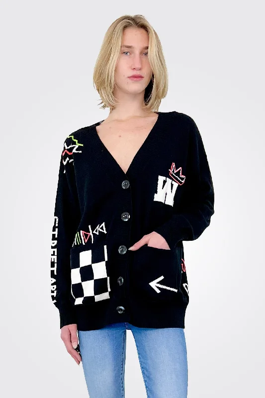 Graffiti Boyfriend Cardi - Coal