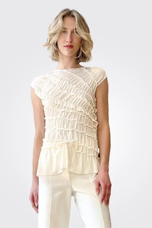 Ruffle Blouse - Ivory Beige