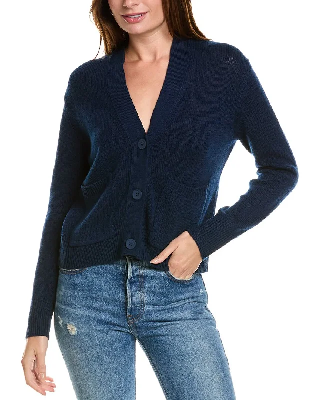 Forte Cashmere Pocket V-Neck Wool & Cashmere-Blend Cardigan