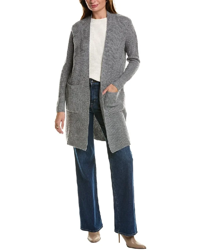 Forte Cashmere Rib Long Wool & Cashmere-Blend Cardigan