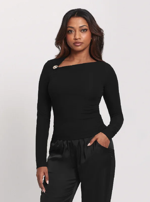 Black Long Sleeve Febe Top