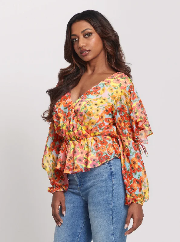 Eco Floral Print Saskika Drapy Top