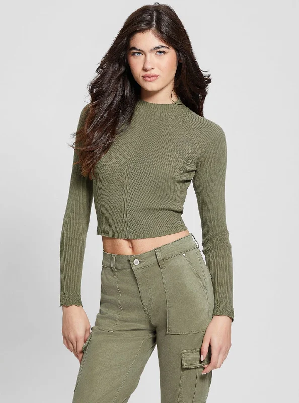 Green Marie Open Back Knit Top