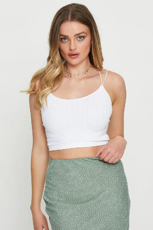 White Bralette Top Seamless Crop