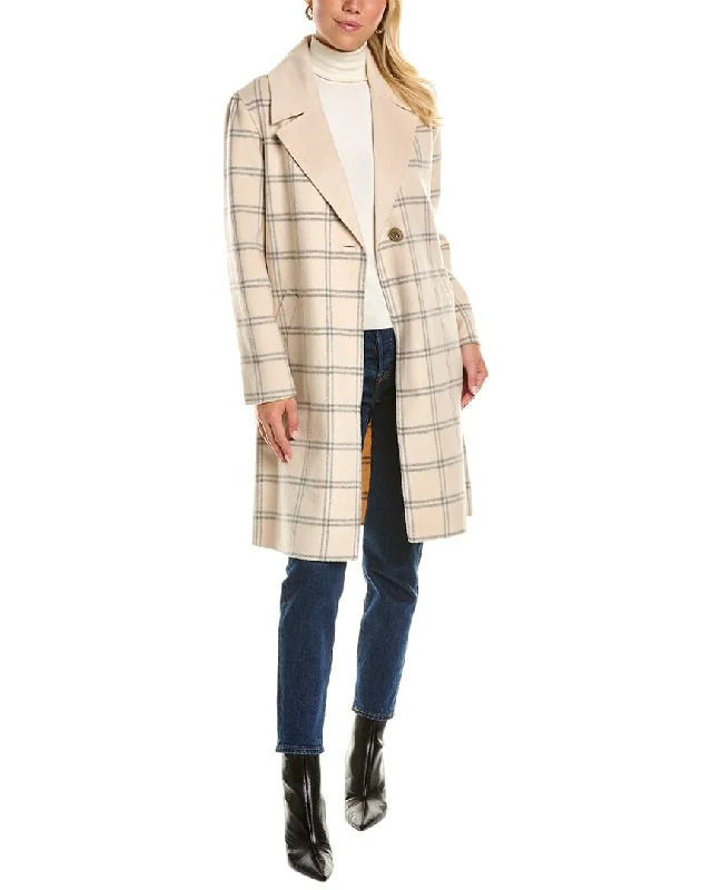 Forte Cashmere Windowpane Wool-Blend Coat