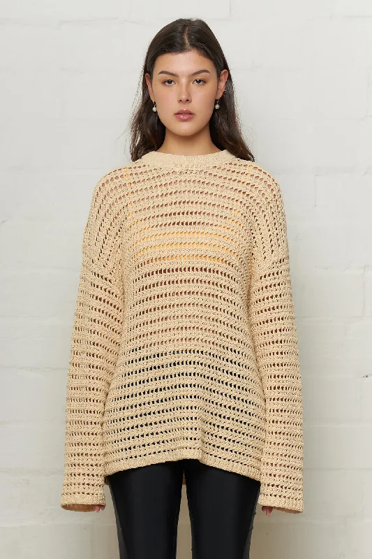 Elton Crochet Crew-Neck Ecru