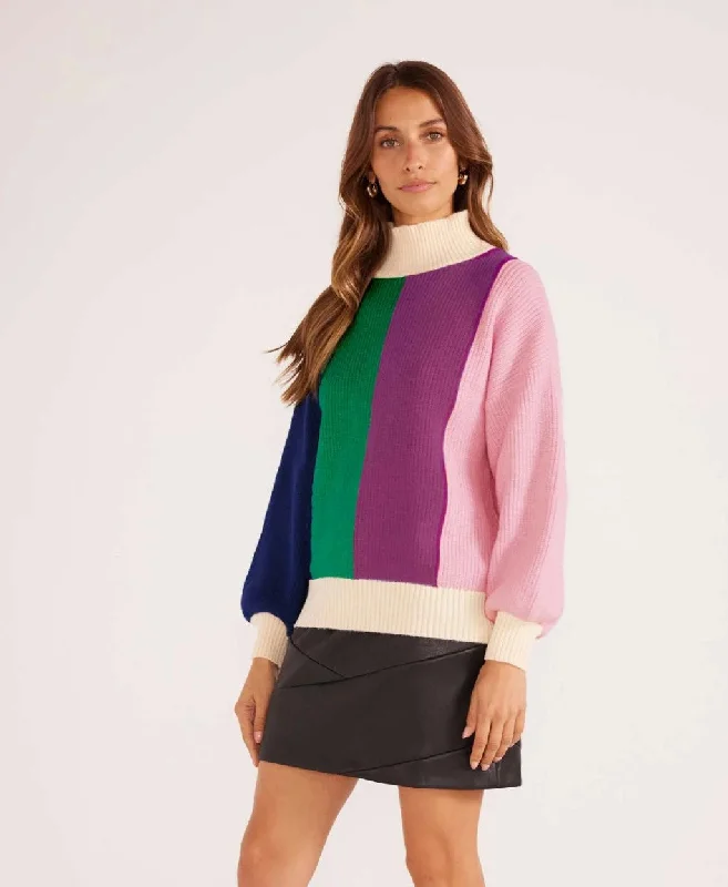 MinkPink Zia Colour Block Knit Jumper